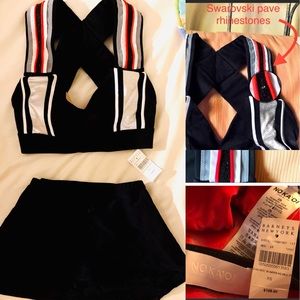 Solo dance 2piece costume, swarovski pave top $198